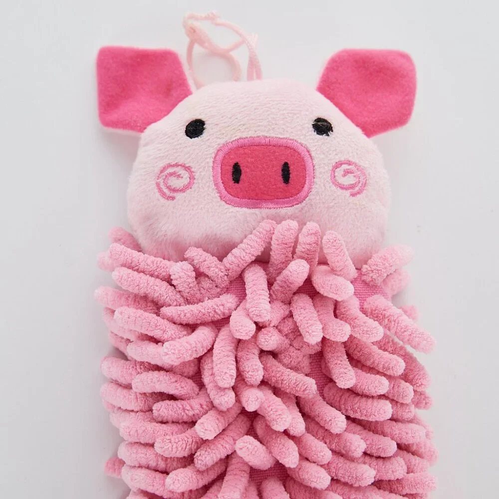 Norwex Hand Towel Pet To Dry Pink Pig Hanging Kids Chenille Microfiber